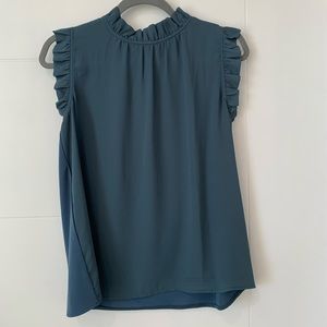 *3/$45* Ann Taylor teal ruffle sleeveless top